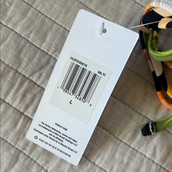 NWT Hurley black tropical floral triangle halter top tie side bikini set Large - Picture 7 of 11